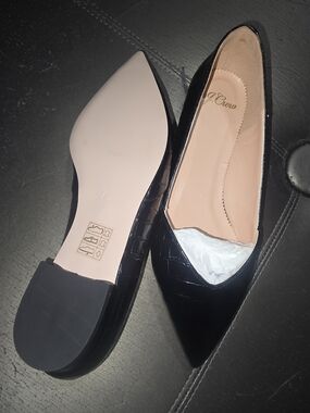 J. Crew Women's Black Croc-Embossed Pointed Flats